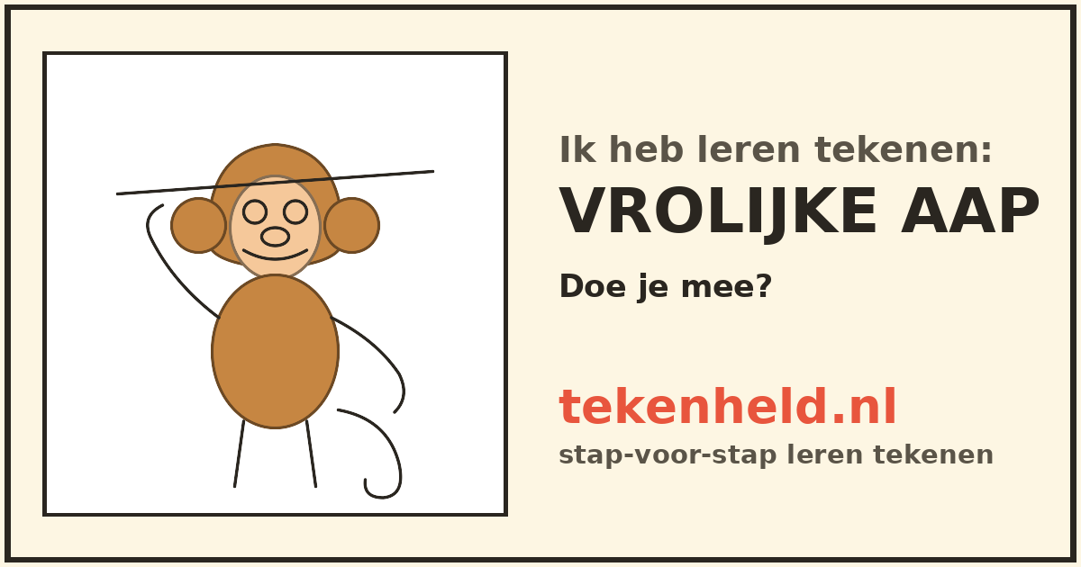 Voorbeeld: Vrolijke aap tekenen in stappen