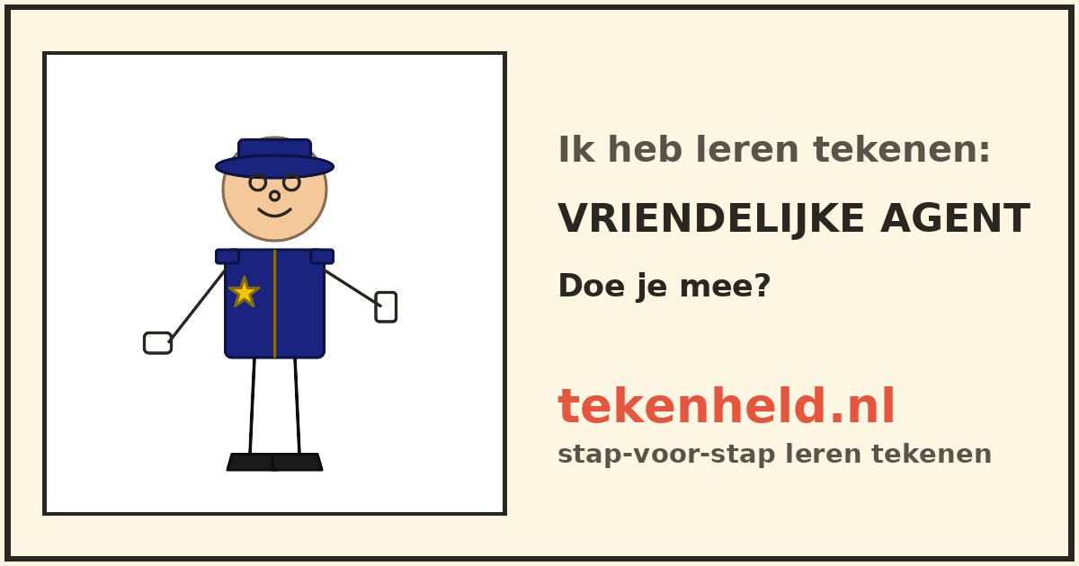 Voorbeeld: Vriendelijke agent tekenen in stappen