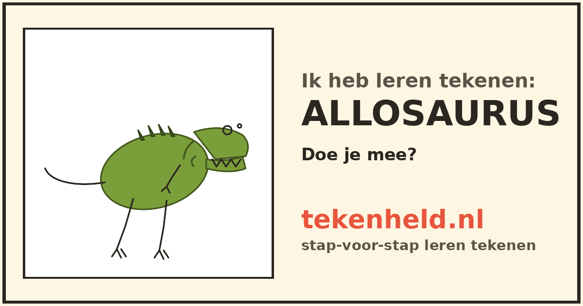 Voorbeeld: Allosaurus tekenen in stappen