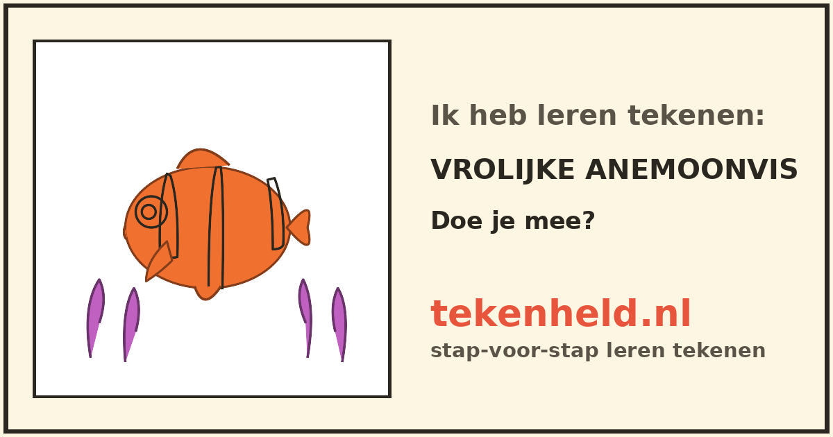 Voorbeeld: Vrolijke anemoonvis tekenen in stappen