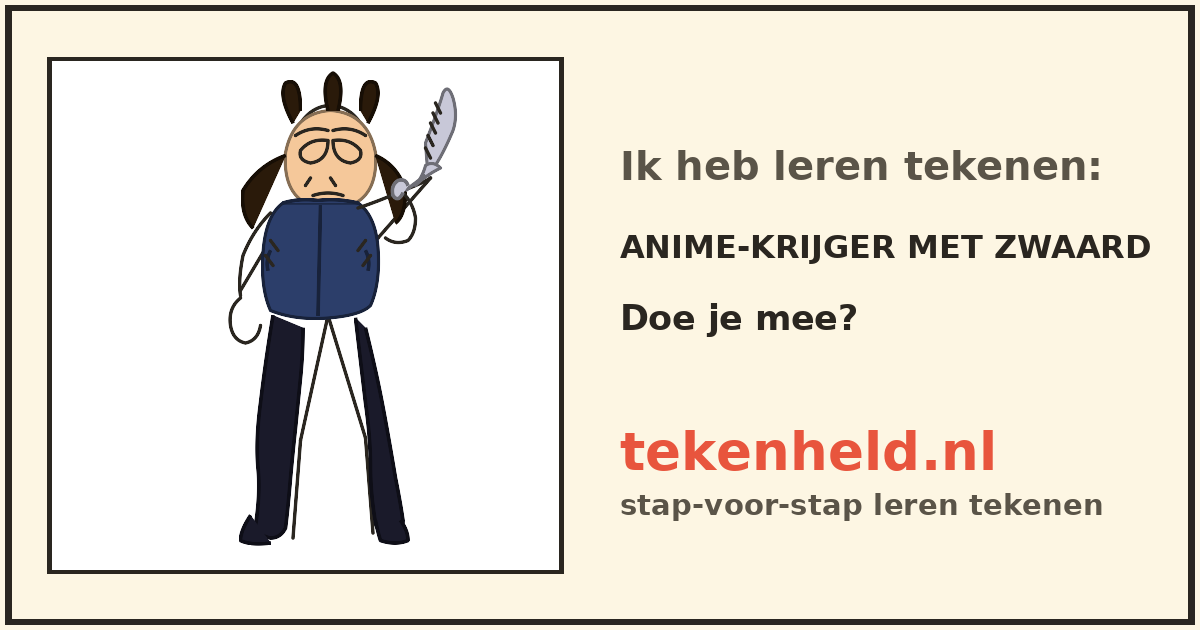 Voorbeeld: Anime-krijger met zwaard tekenen in stappen