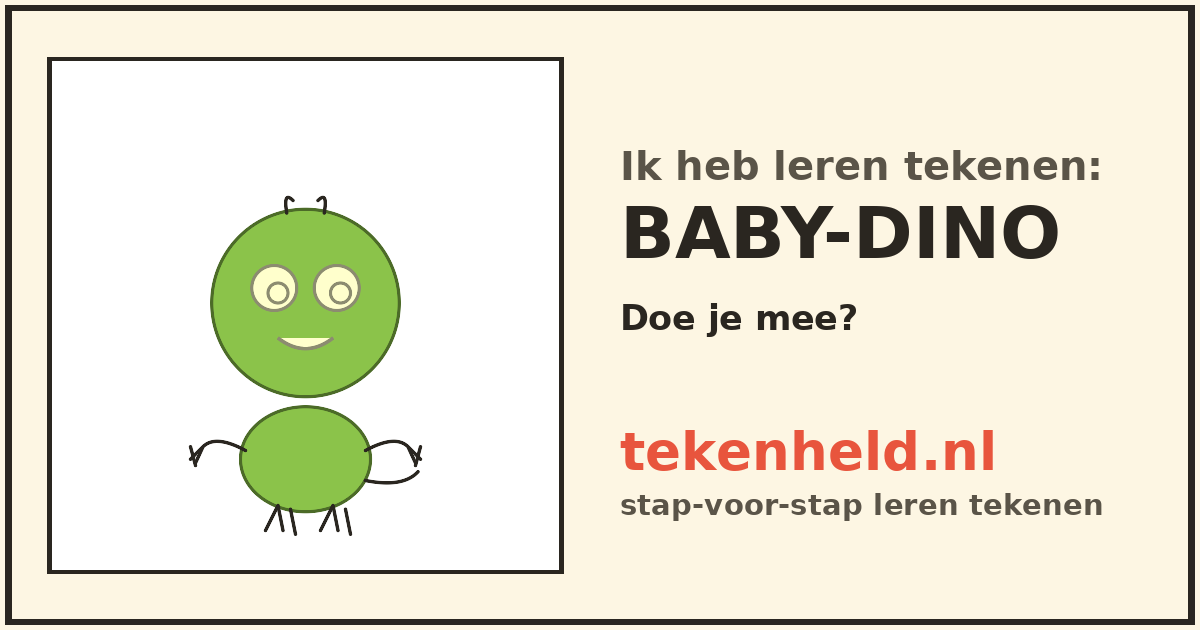 Voorbeeld: Baby-dino tekenen in stappen