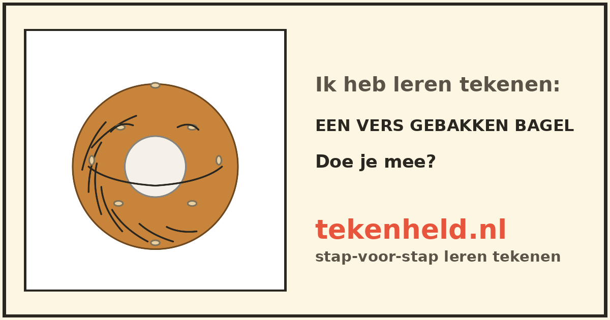 Voorbeeld: Een vers gebakken bagel tekenen in stappen