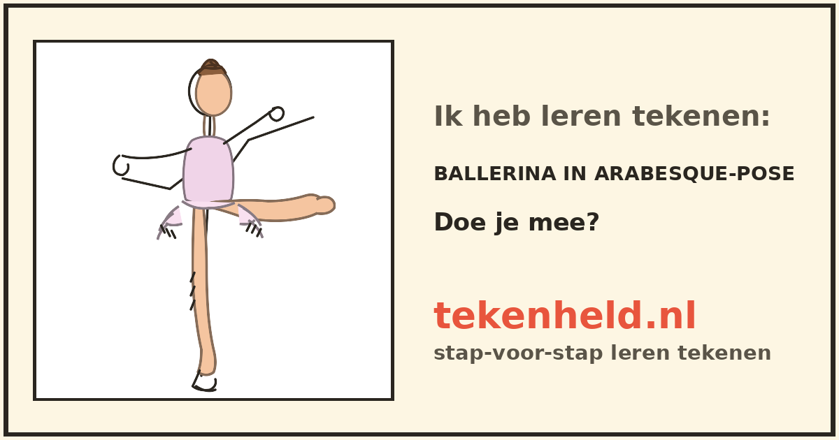 Voorbeeld: Ballerina in arabesque-pose tekenen in stappen