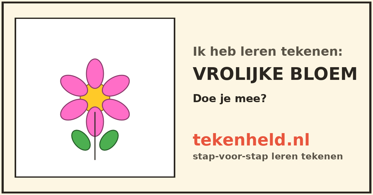 Voorbeeld: Vrolijke bloem tekenen in stappen