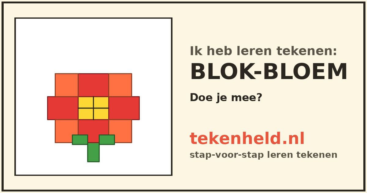 Voorbeeld: Blok-bloem tekenen in stappen