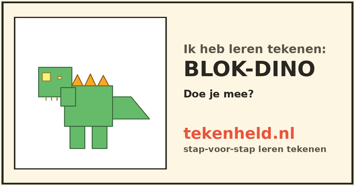 Voorbeeld: Blok-dino tekenen in stappen