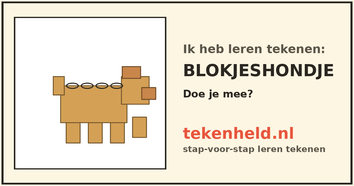 Voorbeeld: Blokjeshondje tekenen in stappen