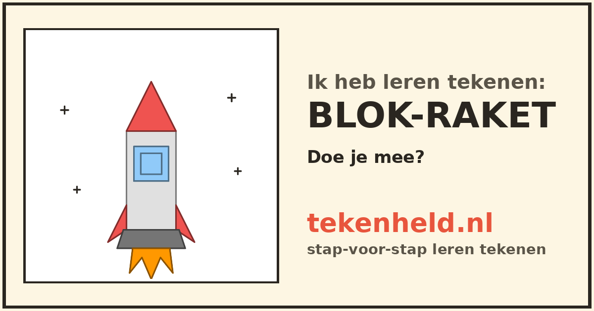Voorbeeld: Blok-raket tekenen in stappen