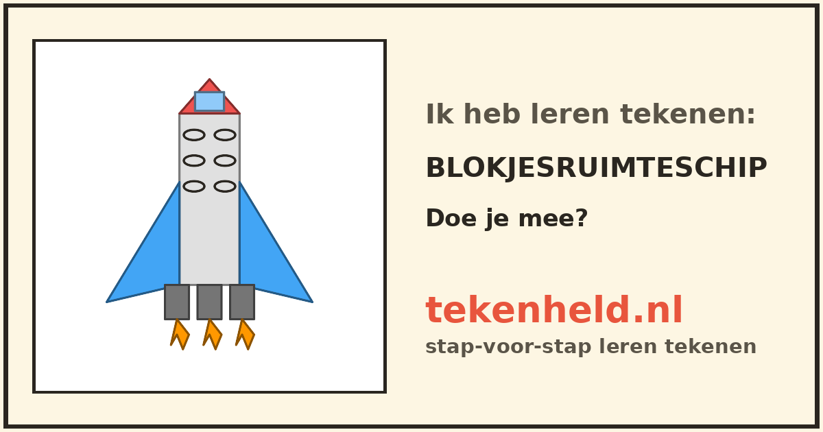 Voorbeeld: Blokjesruimteschip tekenen in stappen