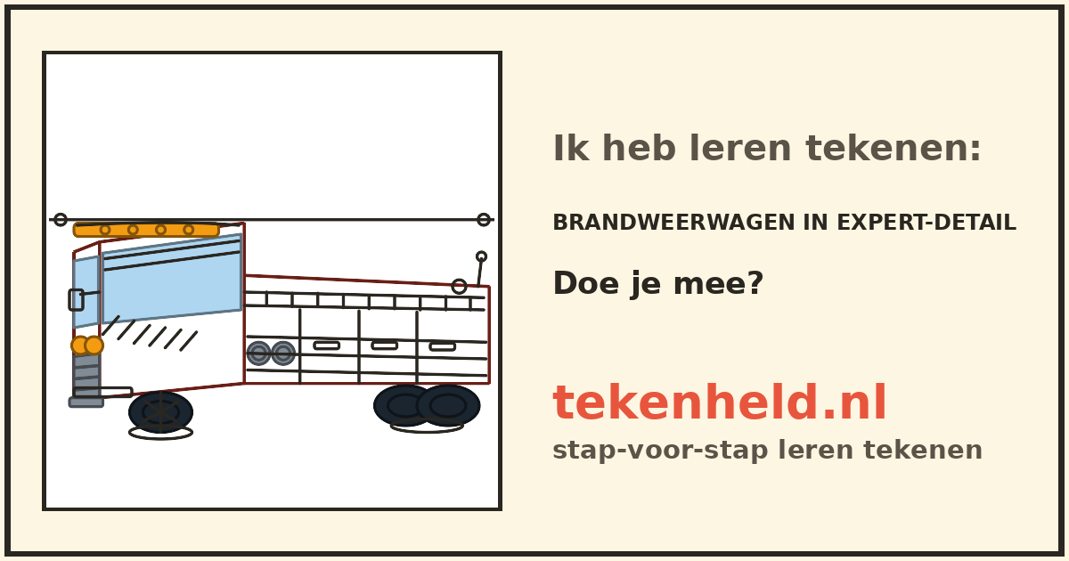 Voorbeeld: Brandweerwagen in expert-detail tekenen in stappen