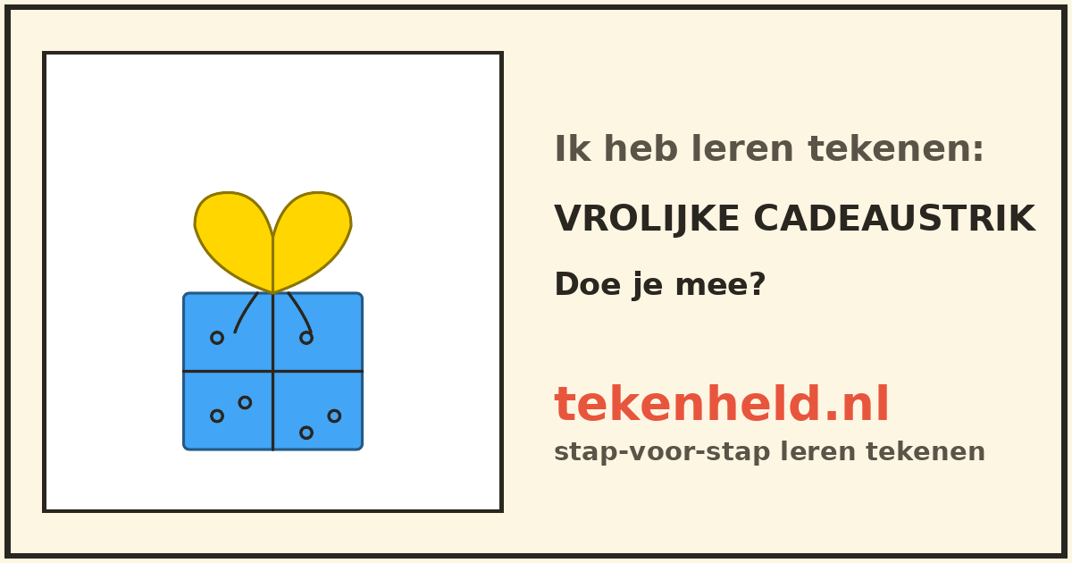 Voorbeeld: Vrolijke cadeaustrik tekenen in stappen
