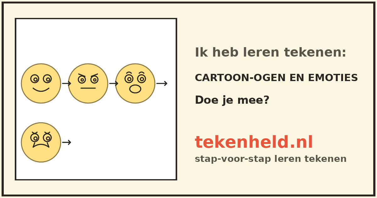 Voorbeeld: Cartoon-ogen en emoties tekenen in stappen