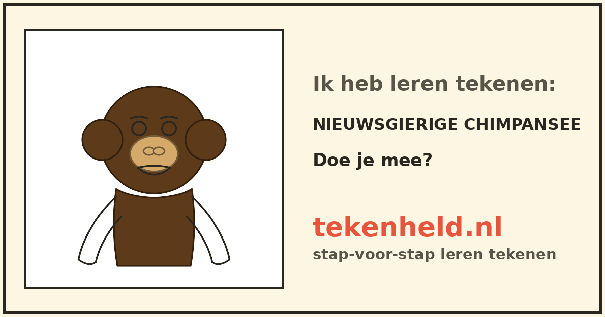 Voorbeeld: Nieuwsgierige chimpansee tekenen in stappen