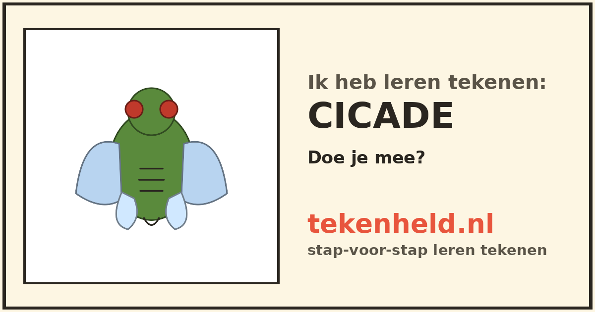 Voorbeeld: Cicade tekenen in stappen