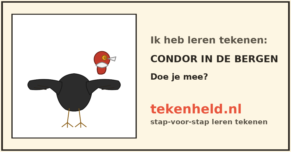 Voorbeeld: Condor in de bergen tekenen in stappen