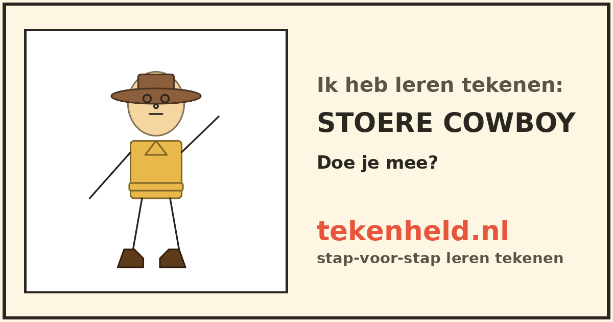 Voorbeeld: Stoere cowboy tekenen in stappen
