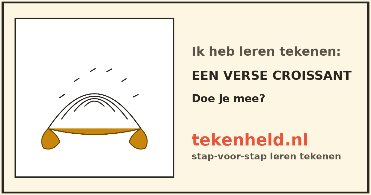 Voorbeeld: Een verse croissant tekenen in stappen
