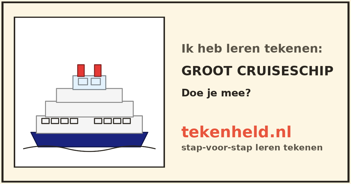 Voorbeeld: Groot cruiseschip tekenen in stappen