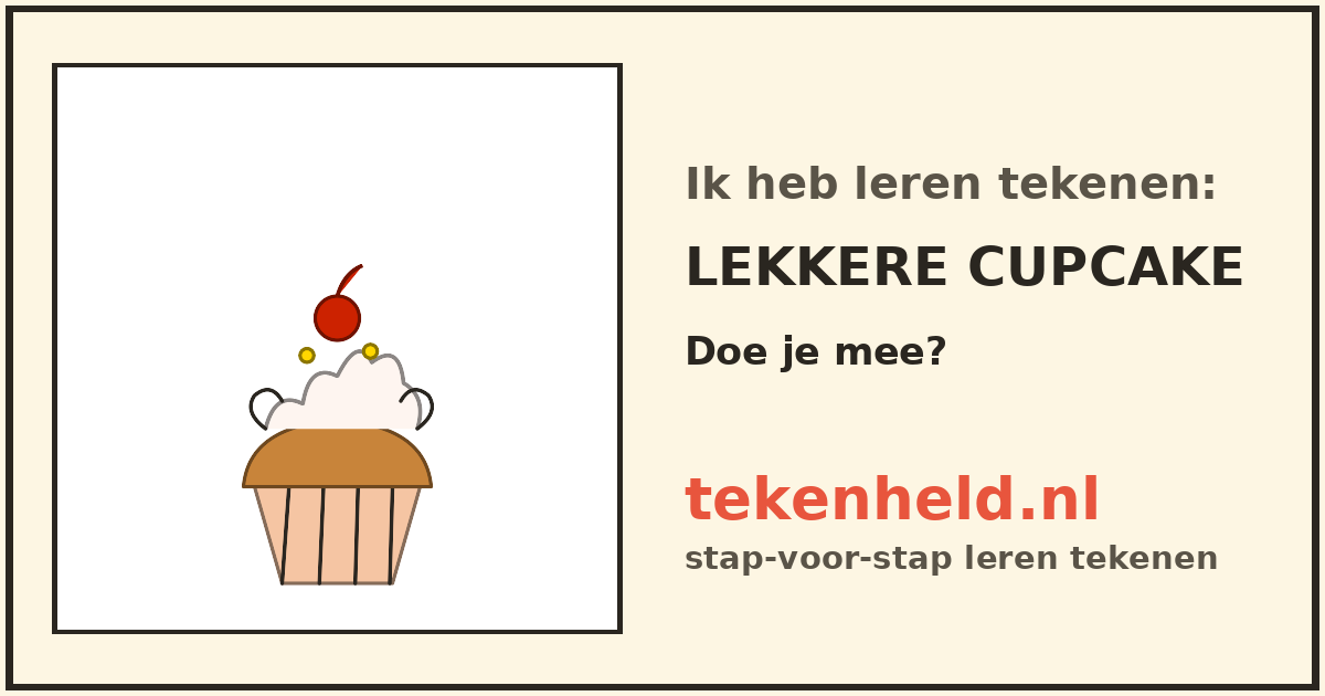 Voorbeeld: Lekkere cupcake tekenen in stappen
