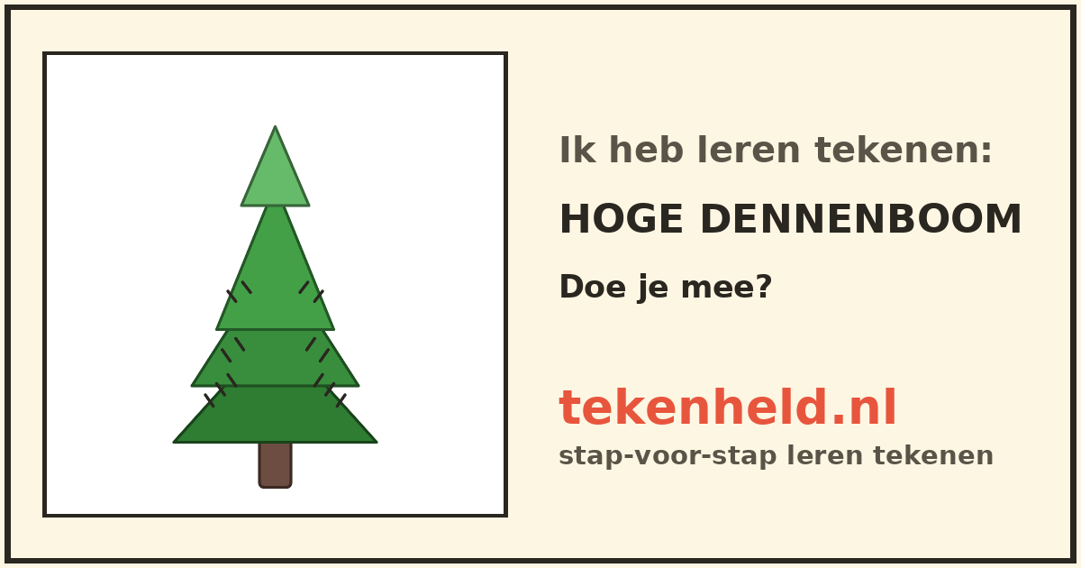 Voorbeeld: Hoge dennenboom tekenen in stappen