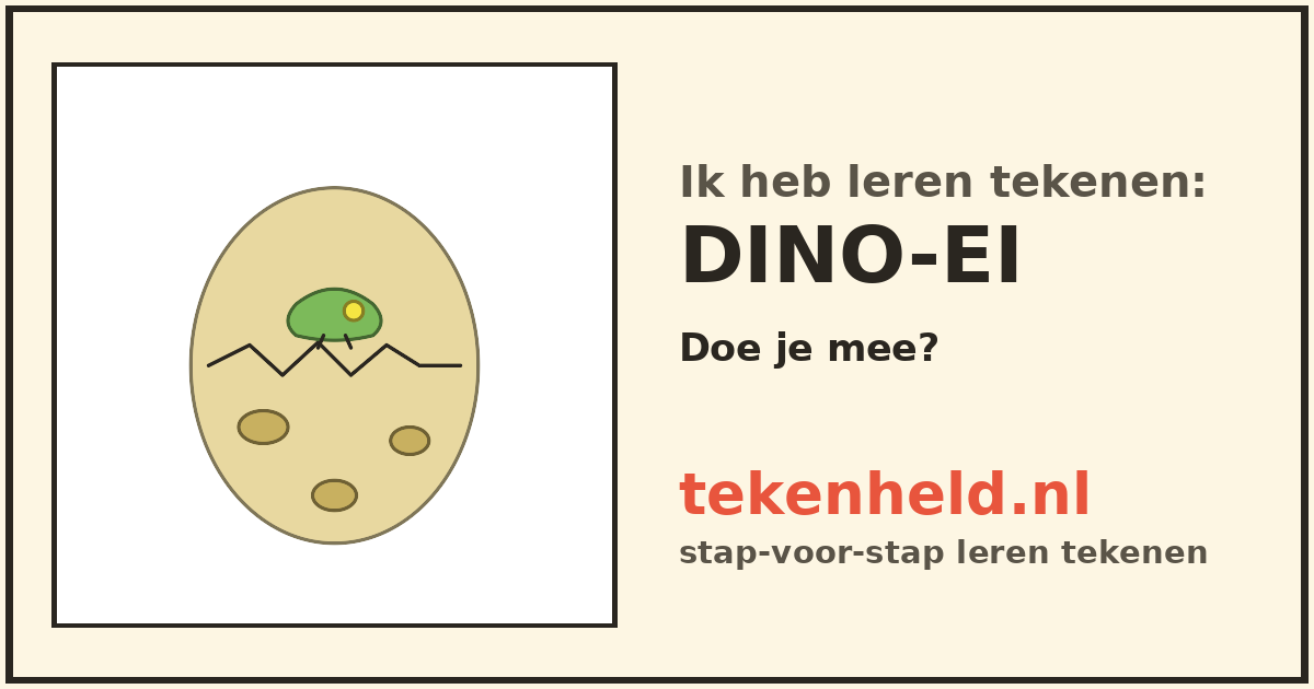 Voorbeeld: Dino-ei tekenen in stappen