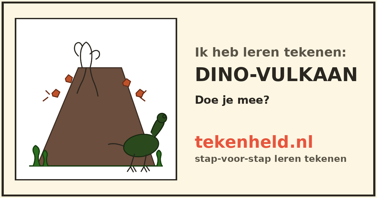 Voorbeeld: Dino-vulkaan tekenen in stappen