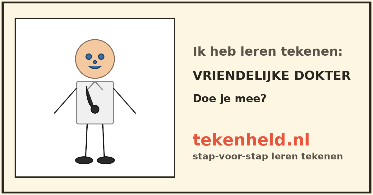 Voorbeeld: Vriendelijke dokter tekenen in stappen