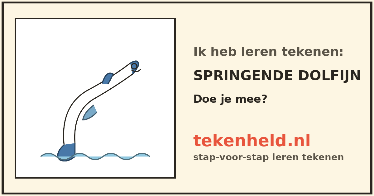 Voorbeeld: Springende dolfijn tekenen in stappen