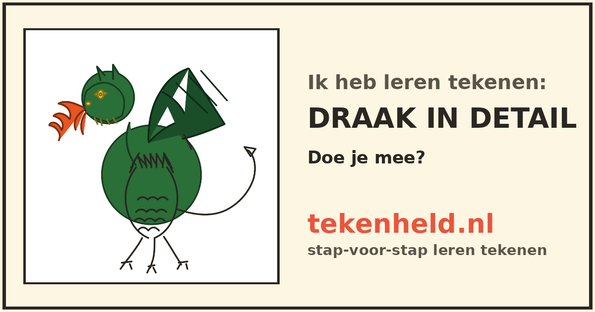 Voorbeeld: Draak in detail tekenen in stappen