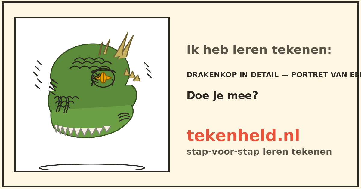 Voorbeeld: Drakenkop in detail — portret van een roofdier tekenen in stappen