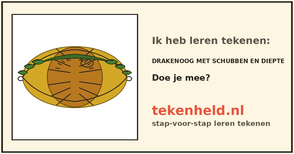 Voorbeeld: Drakenoog met schubben en diepte tekenen in stappen