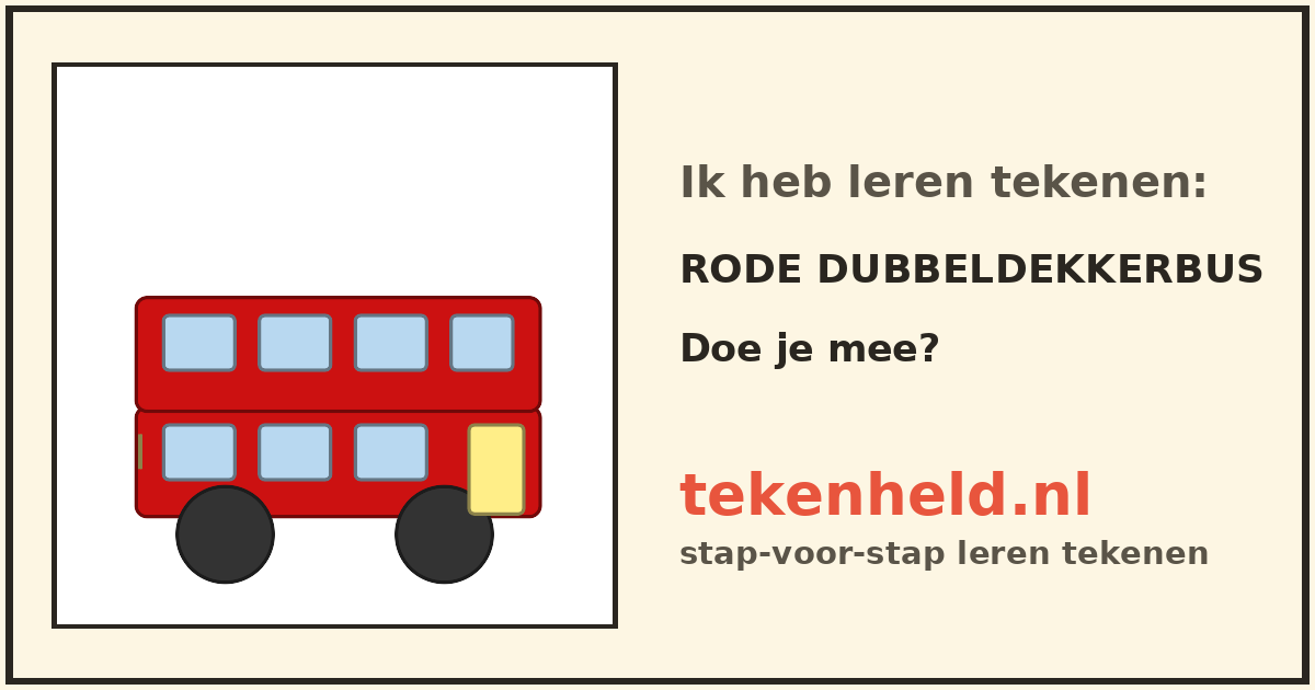 Voorbeeld: Rode dubbeldekkerbus tekenen in stappen