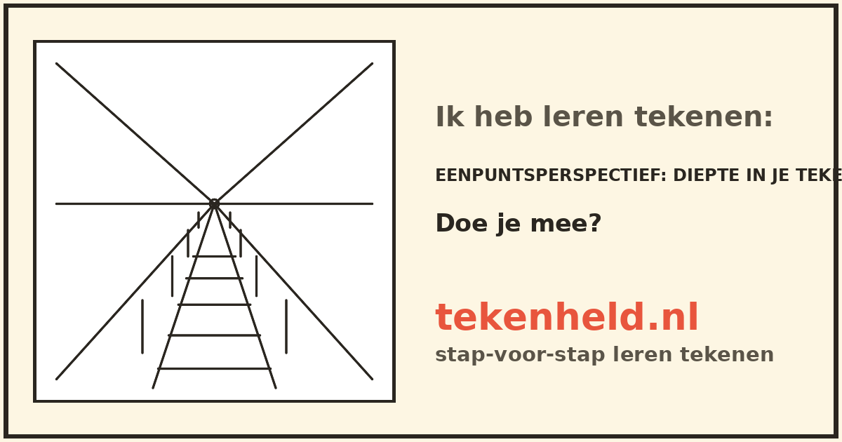 Voorbeeld: Eenpuntsperspectief tekenen in stappen