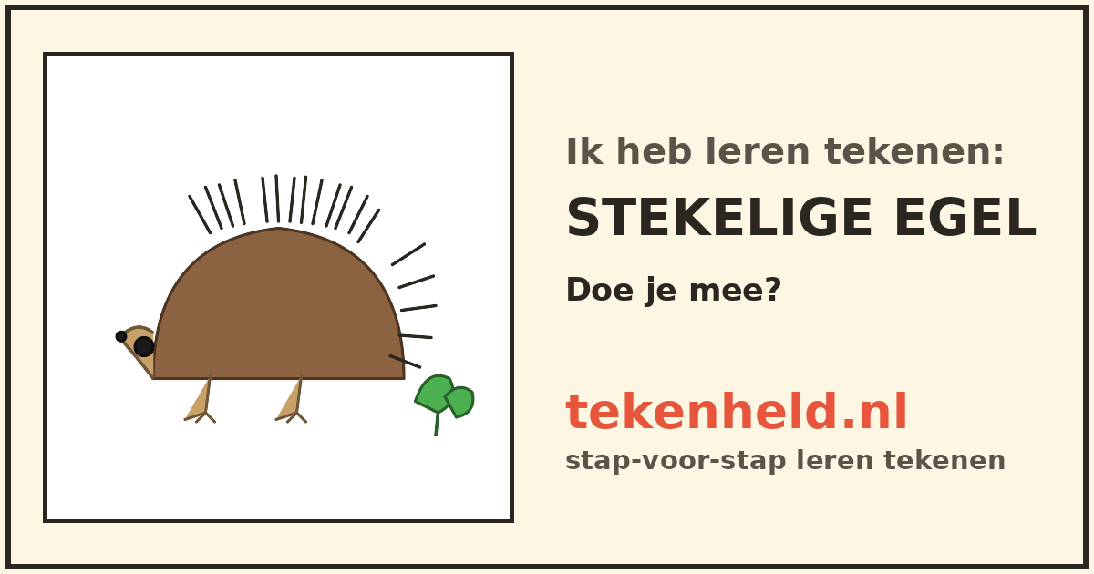 Voorbeeld: Stekelige egel tekenen in stappen