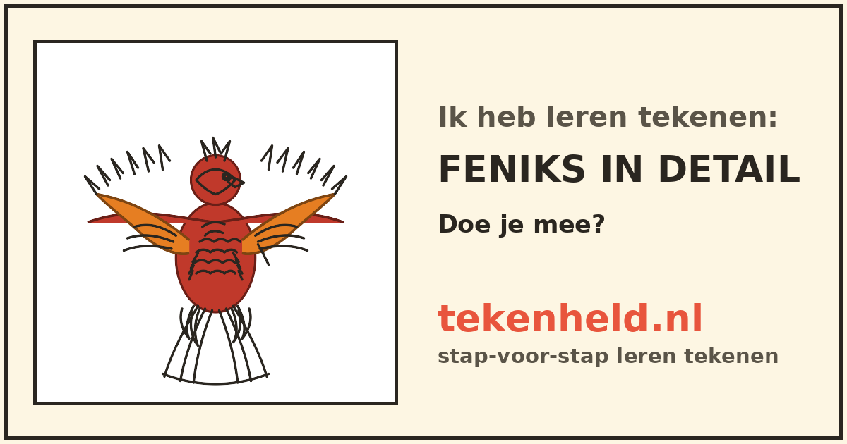 Voorbeeld: Feniks in detail tekenen in stappen