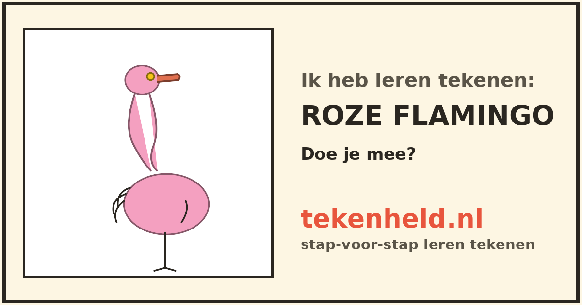 Voorbeeld: Roze flamingo tekenen in stappen