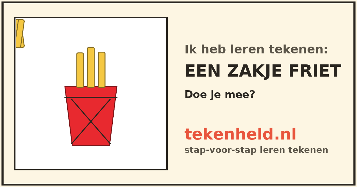 Voorbeeld: Een zakje friet tekenen in stappen