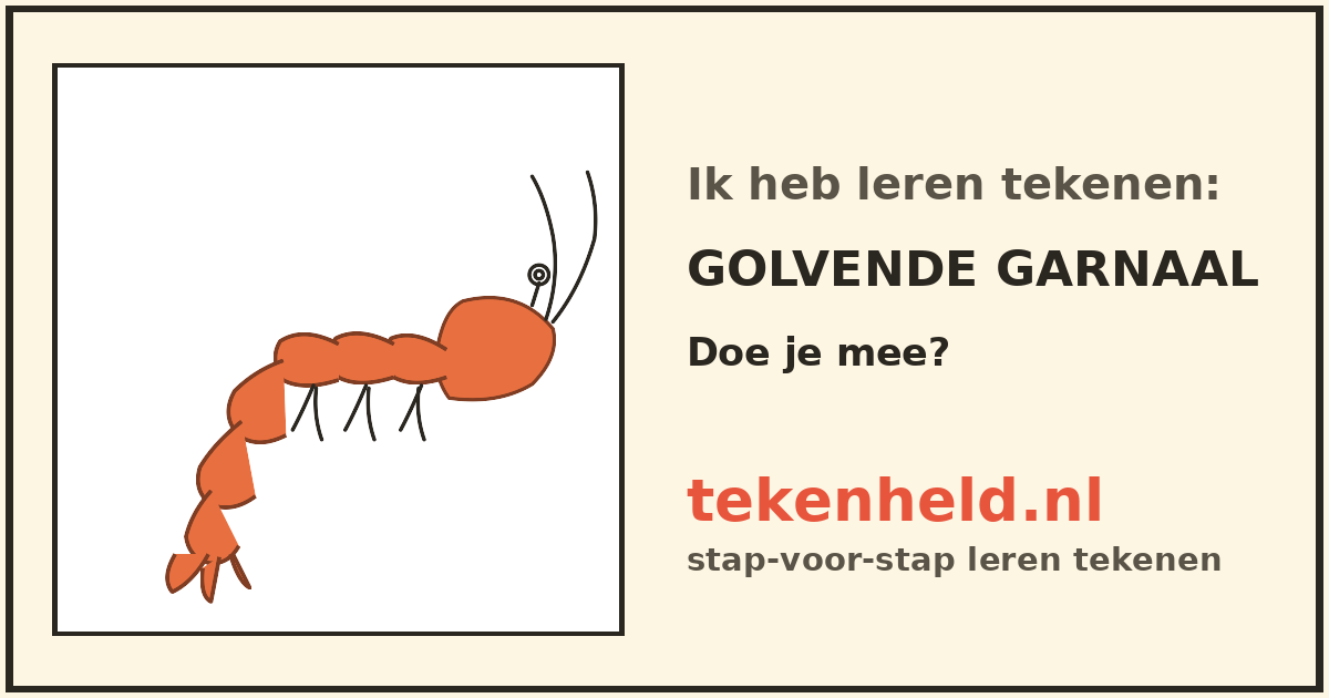 Voorbeeld: Golvende garnaal tekenen in stappen