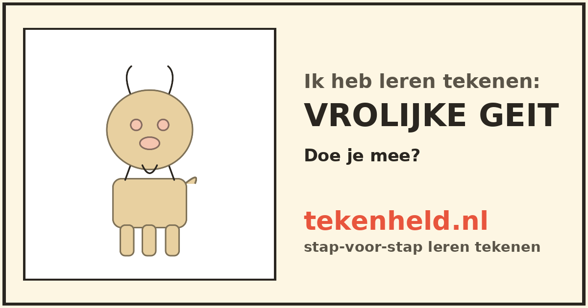 Voorbeeld: Vrolijke geit tekenen in stappen