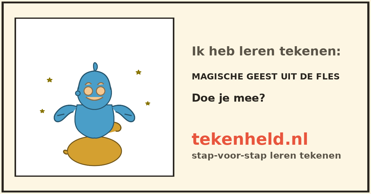 Voorbeeld: Magische geest uit de fles tekenen in stappen