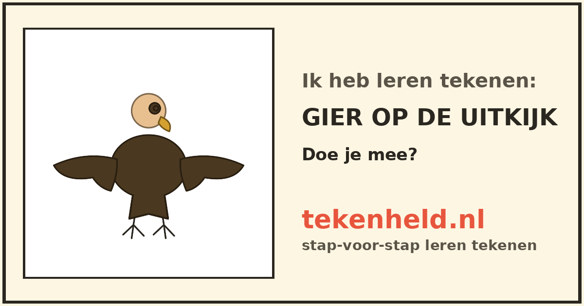 Voorbeeld: Gier op de uitkijk tekenen in stappen
