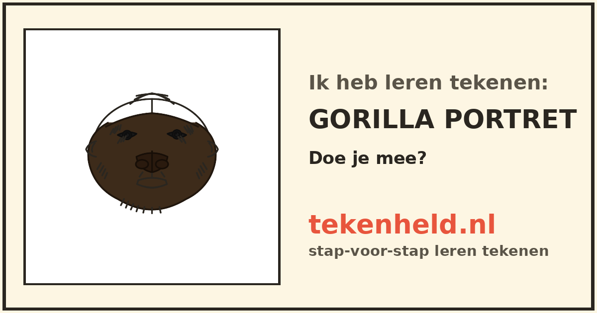 Voorbeeld: Gorilla portret tekenen in stappen