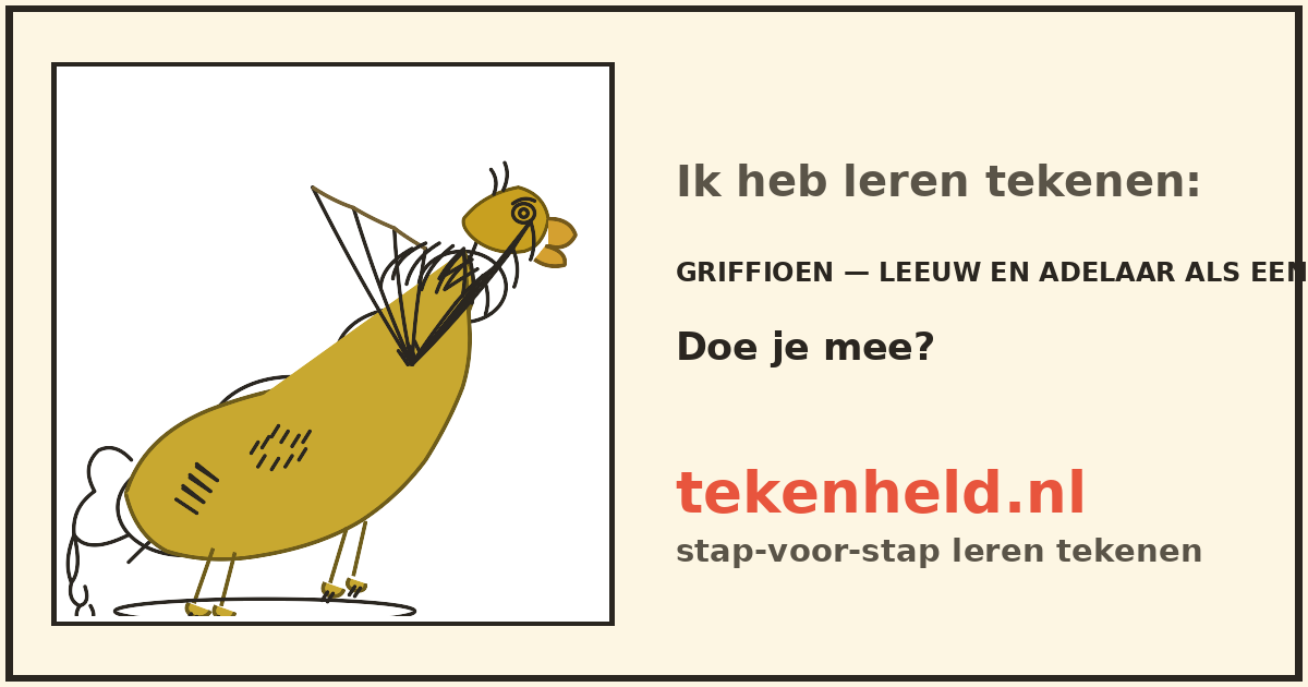 Voorbeeld: Griffioen — leeuw en adelaar als een tekenen in stappen