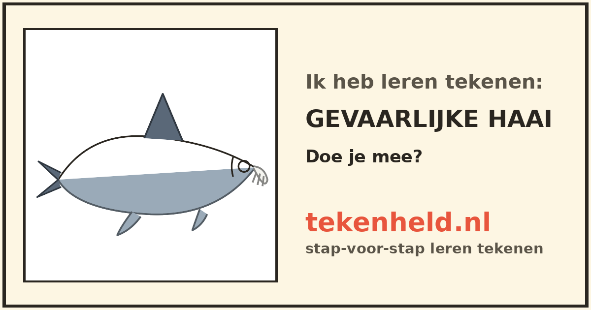 Voorbeeld: Gevaarlijke haai tekenen in stappen