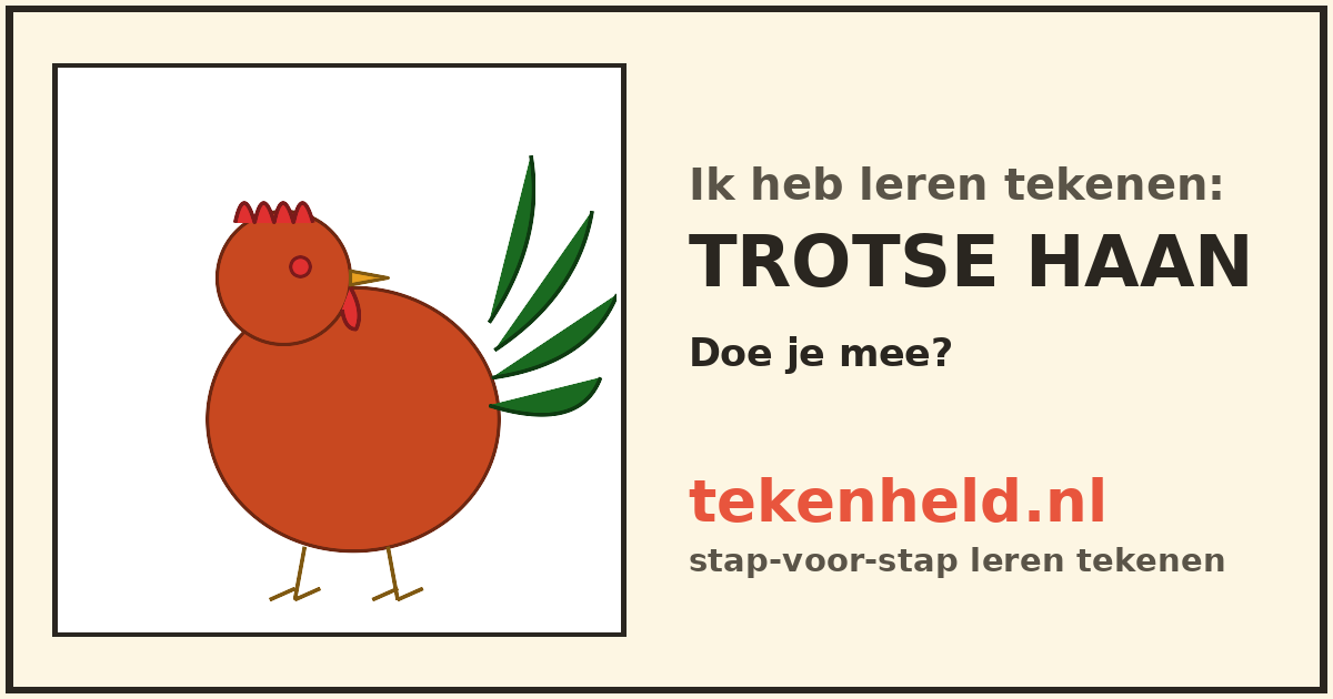 Voorbeeld: Trotse haan tekenen in stappen
