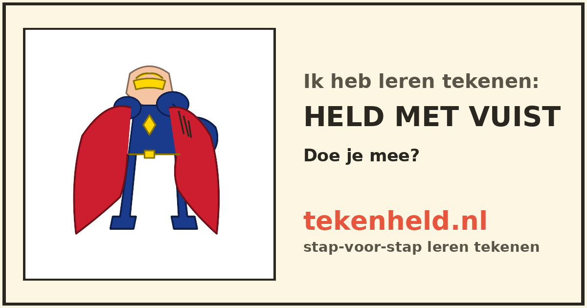 Voorbeeld: Held met vuist tekenen in stappen
