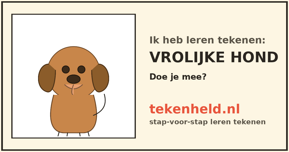 Voorbeeld: Vrolijke hond tekenen in stappen