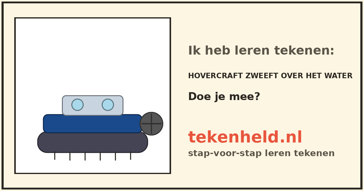 Voorbeeld: Hovercraft zweeft over het water tekenen in stappen