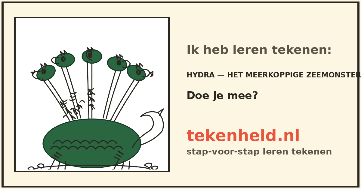 Voorbeeld: Hydra — het meerkoppige zeemonster tekenen in stappen
